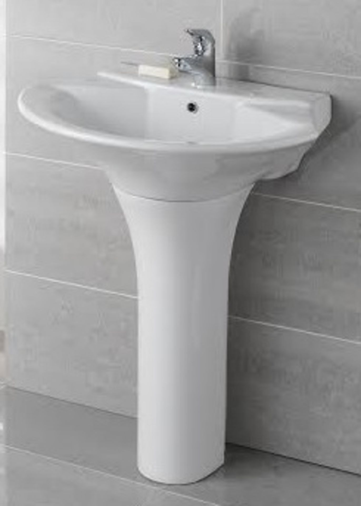 1 x Vogue Bathrooms CLARA Single Tap Hole SINK BASIN With Pedestal - 710mm Width - Product Code