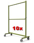 10 x 2-Tier Heavy Duty Clothing Rails – Pre-owned, In Good Working Condition – Supplied In Either