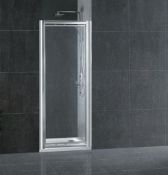 1 x Aqua Latus 700mm Infold Shower Door - 8mm Thick Clear Glass - Chrome Finish - Chrome on Brass