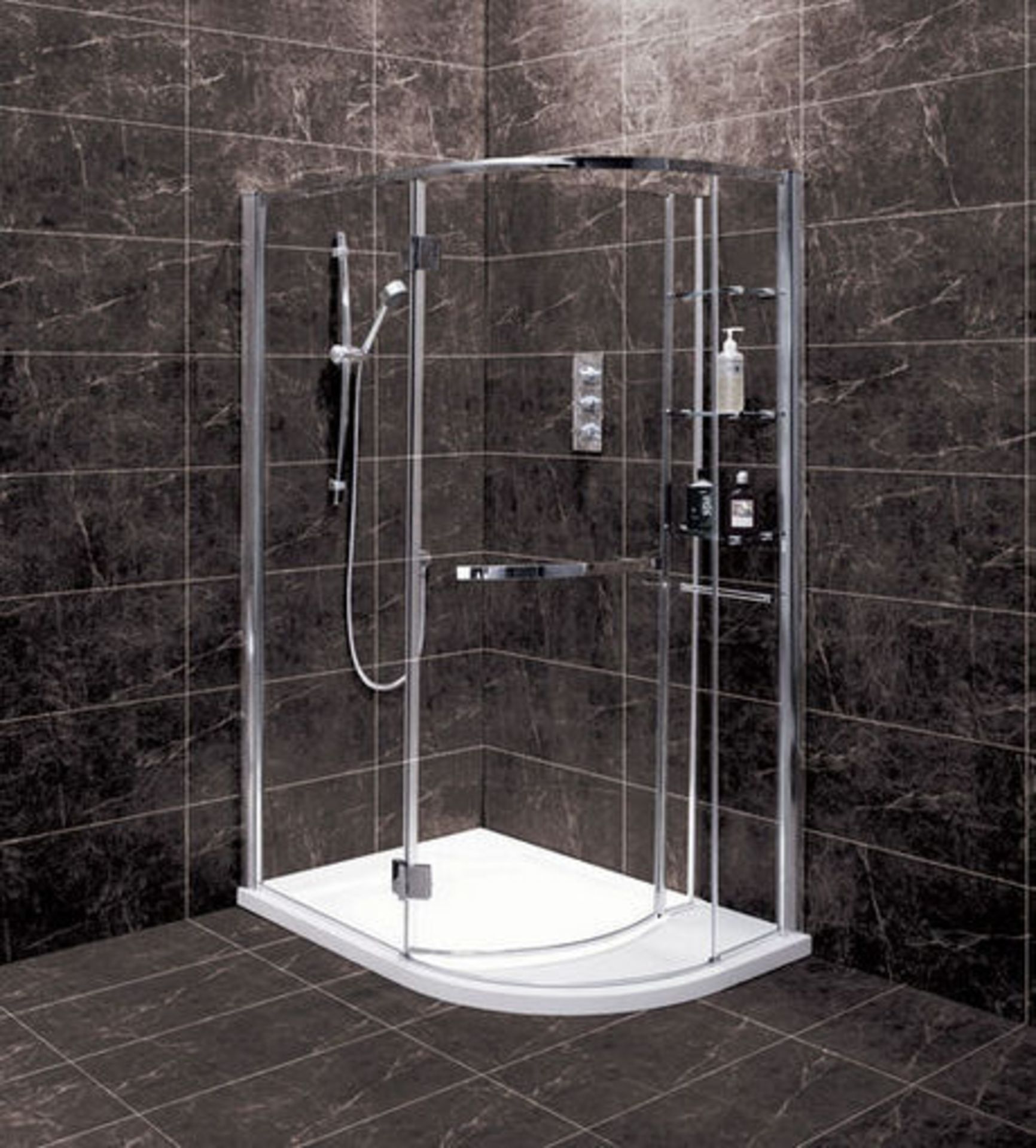 1 x Vogue Tetris Aqua Lotus Right Hand Shower Enclosure With Slimstone Stone Resin Low Profile - Image 2 of 8