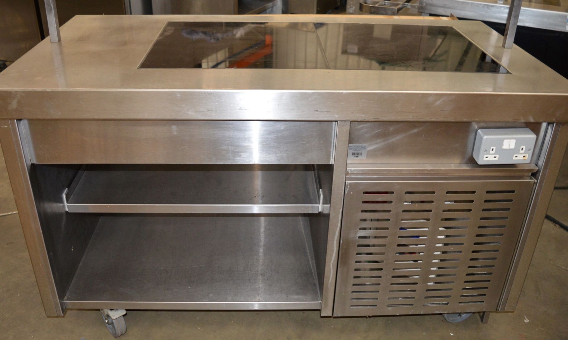 1 x Heated Ceran Serving Counter  - Double Ceran Hot Plates Plus Overhead Heating - On Castors For - Image 3 of 5