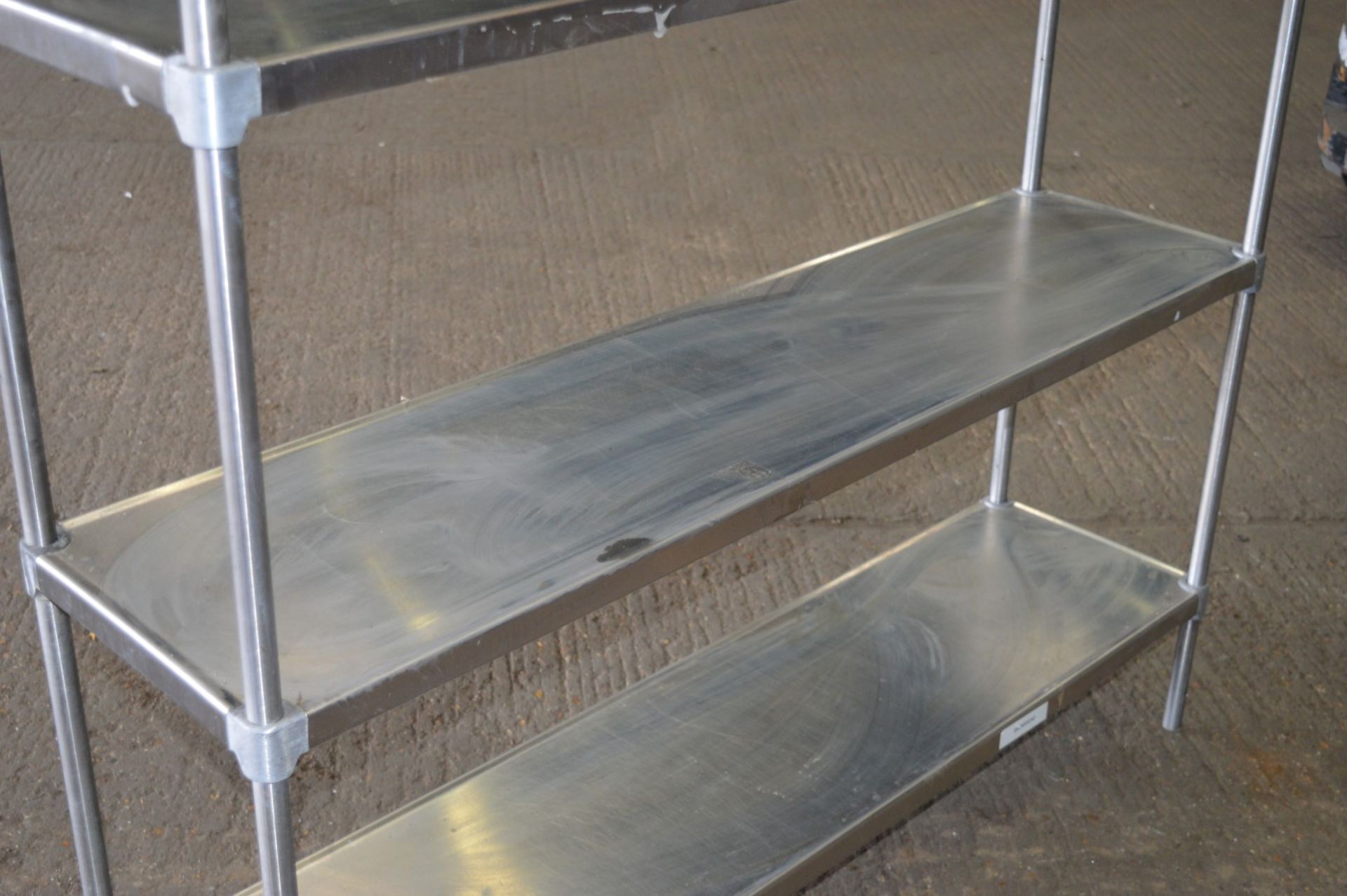 1 x Stainless Steel Commercial Kitchen 4 Tier Shelving Unit - CL057 - H161 x W142 x D35 cms - Ref - Image 2 of 2