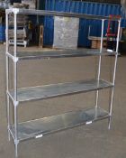 1 x Stainless Steel Commercial Kitchen 4 Tier Shelving Unit - CL057 - H161 x W142 x D35 cms - Ref