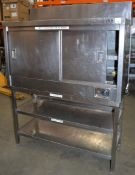 1 x Commercial Catering Food Warmer Cabinet With Roller Shutter and Undershelves - CL057 - H179 x