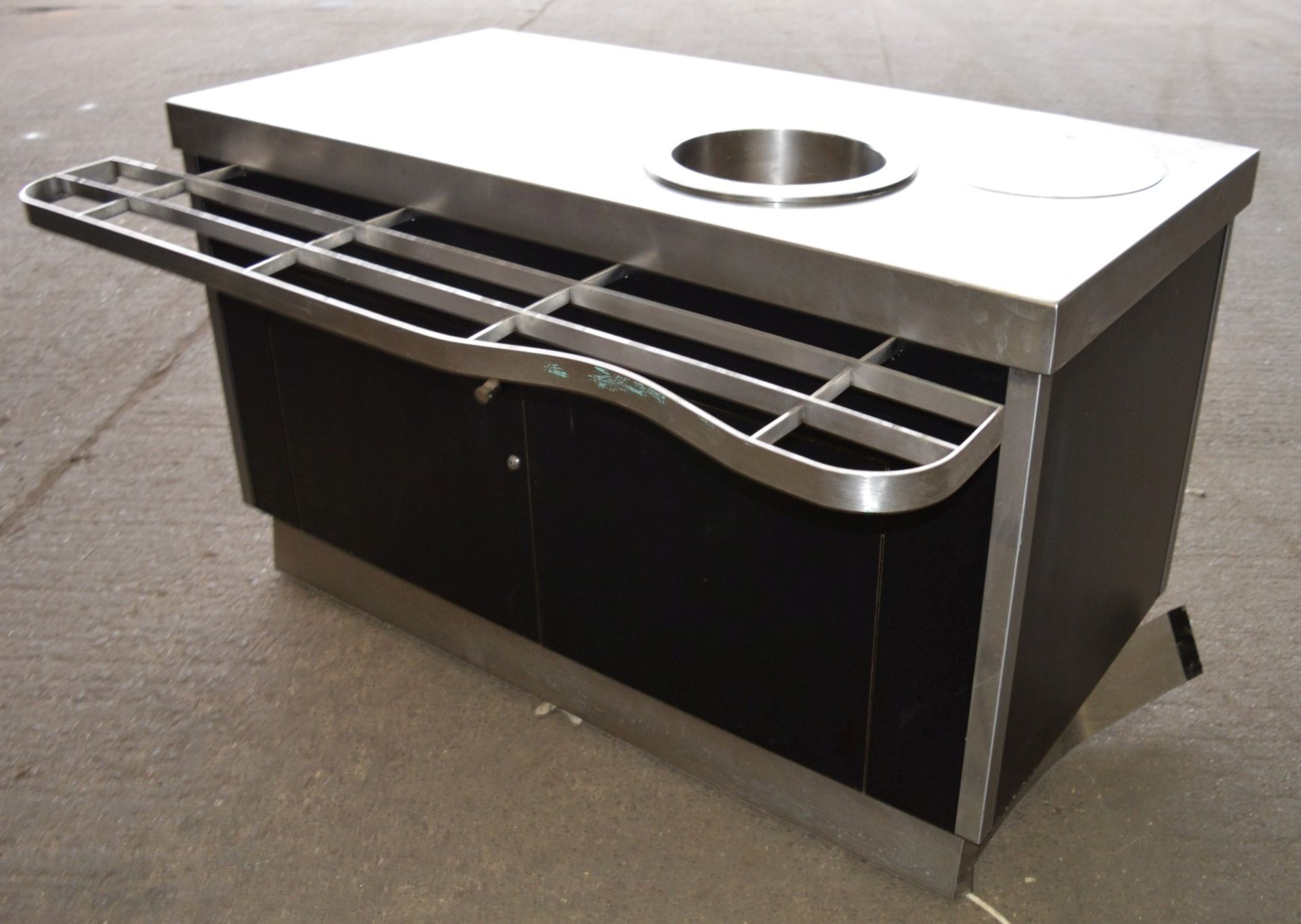 1 x Serving Counter With Stainless Steel Top and Plate Dispenser - On Castors For - Image 2 of 6