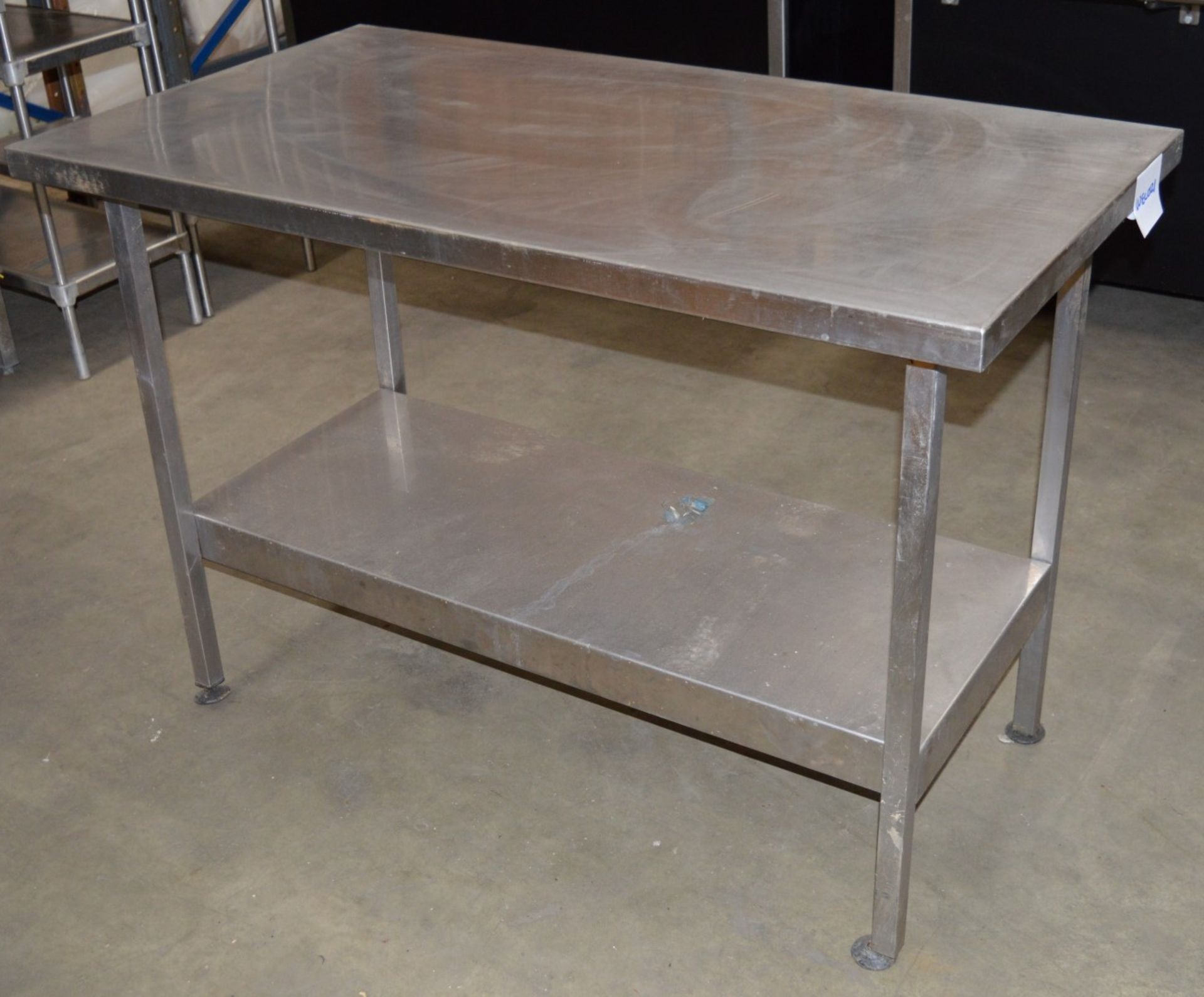1 x Stainless Steel Commercial Kitchen Prep Bench With Undershelf - CL057 - H86 x W122 x D66 cms -