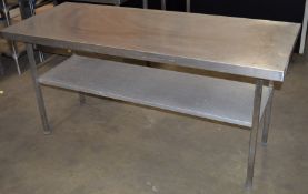 1 x Stainless Steel Commercial Kitchen Prep Bench With Undershelf - CL057 - H86 x W172 x D66 cms -