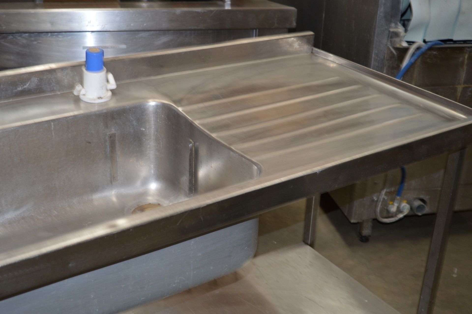 1 x Stainless Steel Commercial Catering Twin Sink Couinter Unit With Mixer Tap and Undershelf - - Image 6 of 6