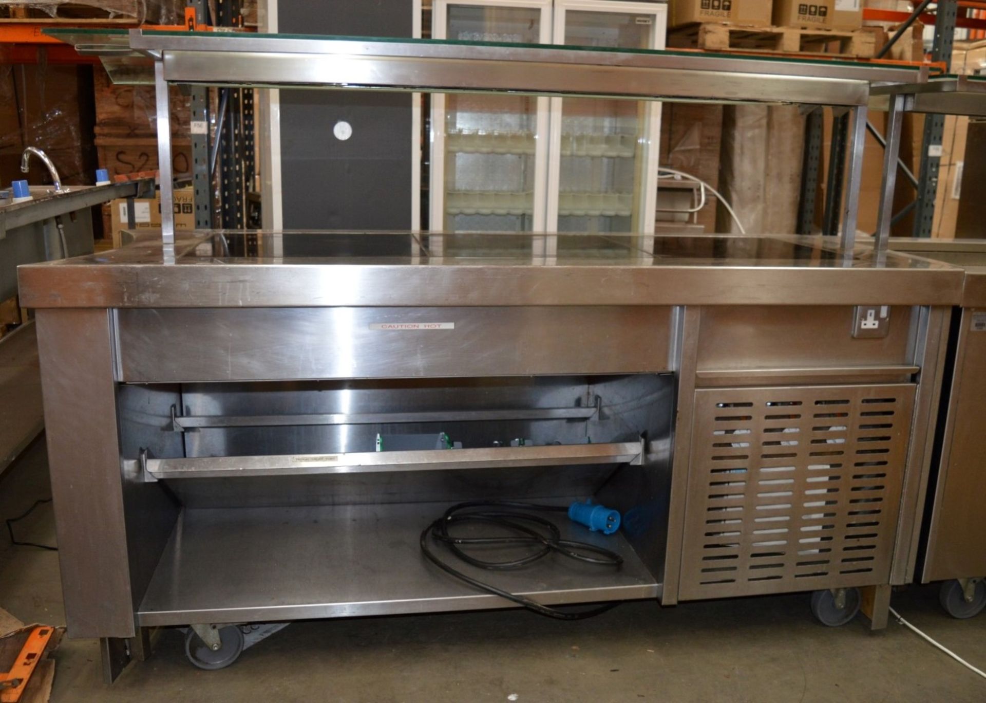 1 x Heated Ceran Serving Counter - Triple Ceran Hot Plates Plus Overhead Heating - On Castors For - Image 4 of 6