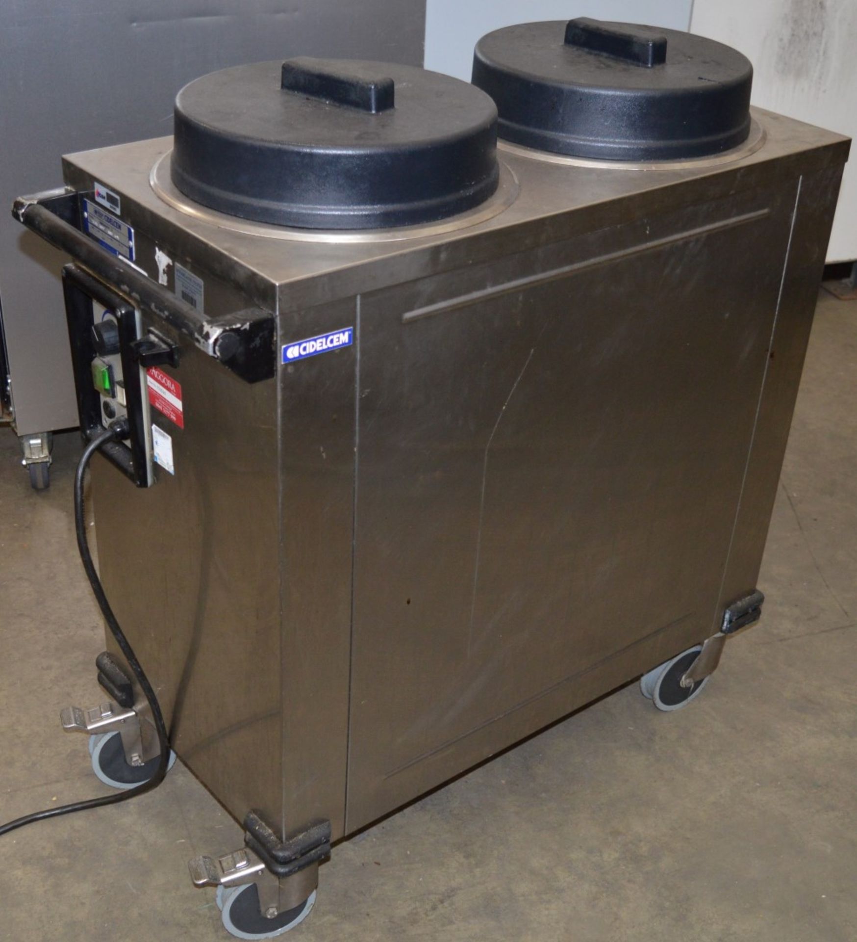 1 x Cidelcem Cidelmatic 2 Plate Warming Dispenser - Model CT2CR 260GB - On Castors - Stainless Steel - Image 2 of 7