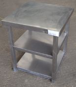 1 x Stainless Steel Commercial Kitchen Prep Bench With Two Undershelves - CL057 - H73 x W60 x D60