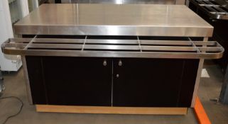 1 x Serving Counter With Stainless Steel Top - Ideal For Pub Carvery, Canteens, All You Can Eat