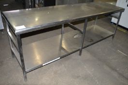 1 x Stainless Steel Commercial Kitchen Prep Bench With Undershelf  - CL057 - H84 x W233 x D71