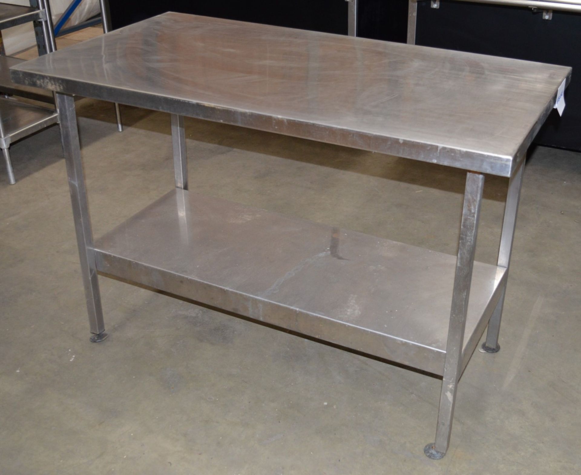 1 x Stainless Steel Commercial Kitchen Prep Bench With Undershelf - CL057 - H86 x W122 x D66 cms - - Image 2 of 3