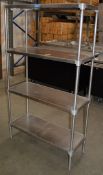 1 x Stainless Steel Drip Proof 4 Tier Shelving Unit - Suitable For Commercial Kitchen Environments -