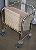 1 x Food Tray Stand on Castors With Approx 60 Food Trays - Ideal For Café, Soup Kitchen,