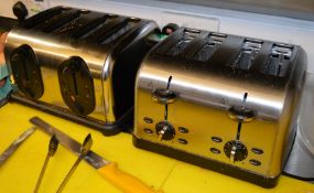 2 x Stainless Steel 4 Slice Toasters - 240v -  CL078 - Location: Poulton Le Fylde, Lancashire, FY6