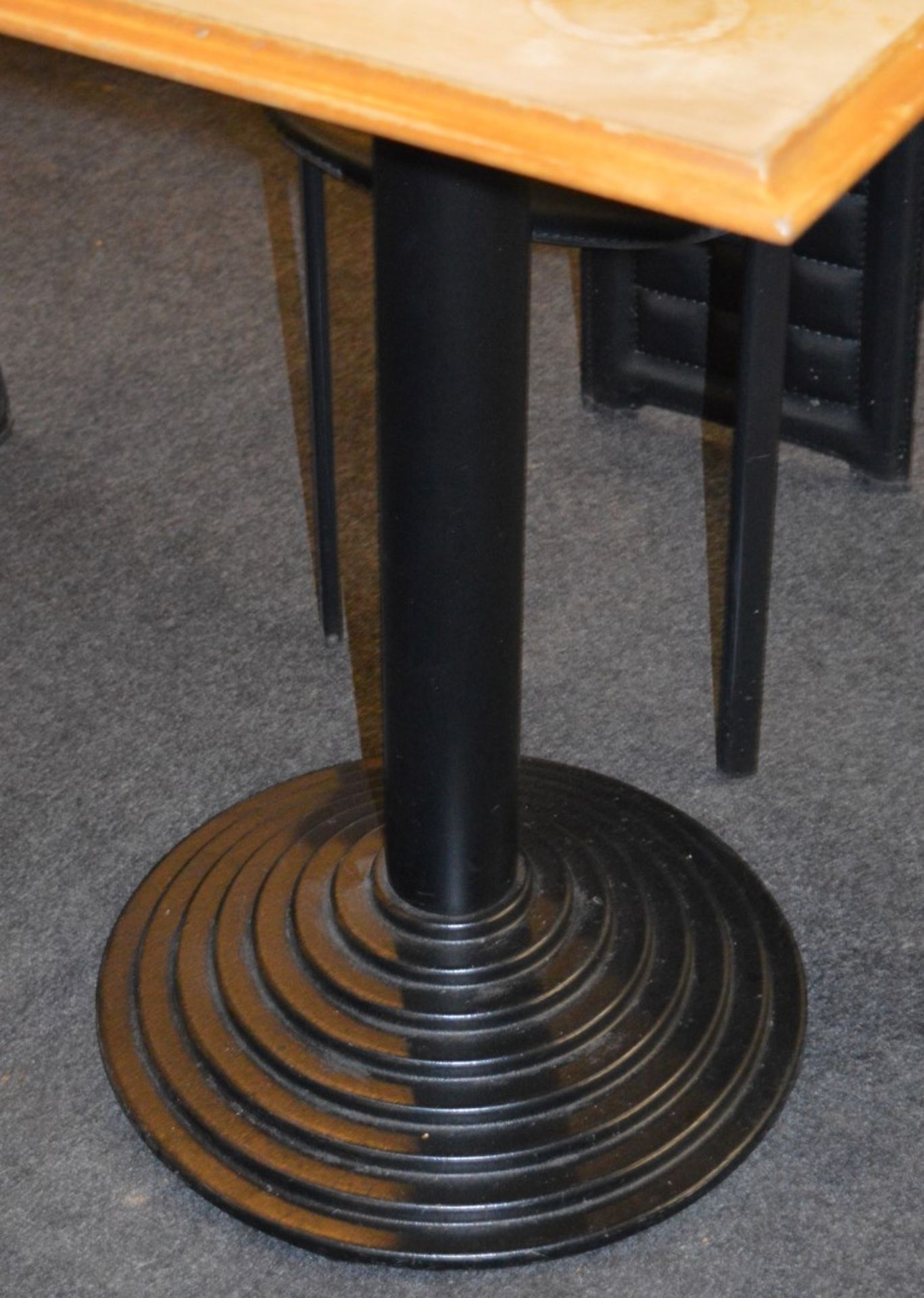 2 x Bistro Tables - Substantial Bases With Light Wooden Tops - Ideal For Coffee Shops, Cafes, - Image 2 of 2