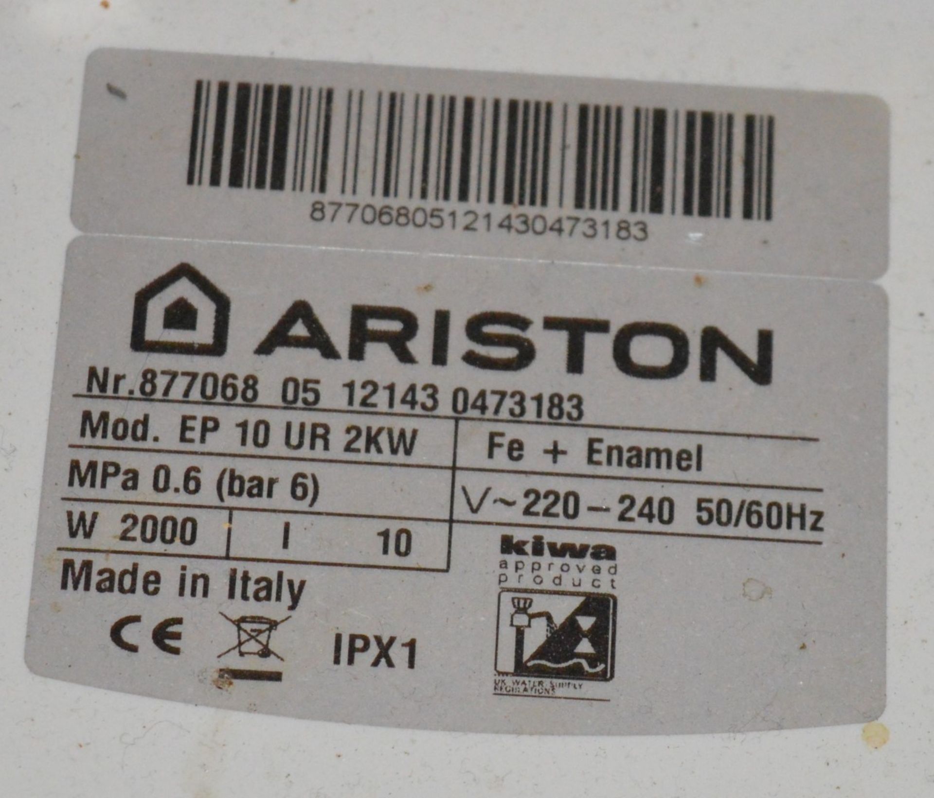 1 x Ariston Europrisma UNDER SINK Water Heater - 3kW 10 Litres - Model EP 10 UR 2KW - Ideal For - Image 3 of 3