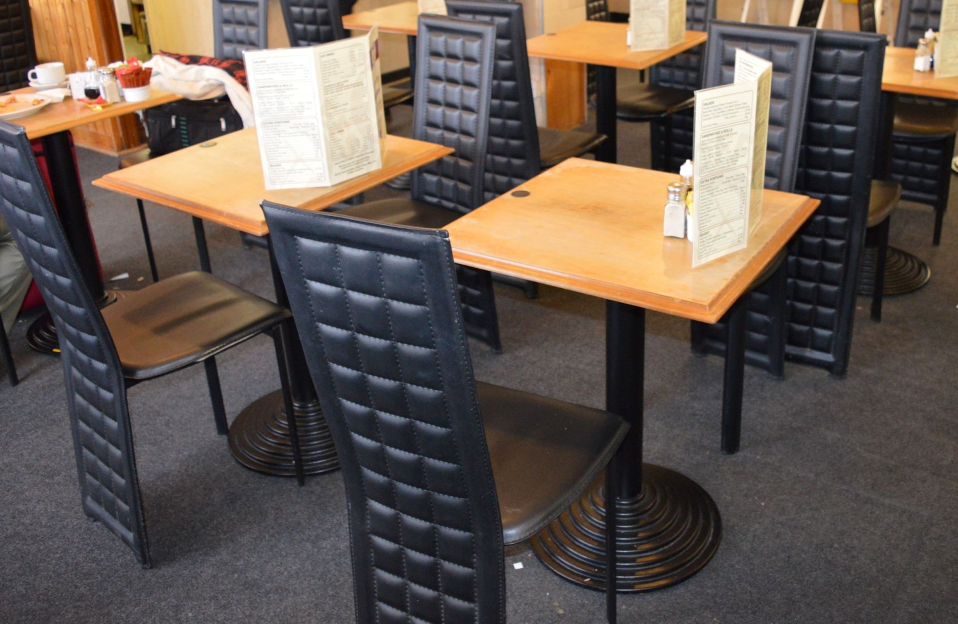 6 x Bistro Tables - Substantial Bases With Light Wooden Tops - Ideal For Coffee Shops, Cafes, - Image 2 of 3