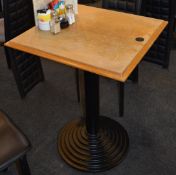 2 x Bistro Tables - Substantial Bases With Light Wooden Tops - Ideal For Coffee Shops, Cafes,
