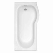 1 x Righ Hand P Shape Acrylic Bath With Curved Shower Screen - Includes Bath Feet - Brand New