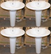 Pallet Lot TWENTY (20) Vogue Bathrooms AVLO Single Tap Hole SINK BASINS With Pedestals - 630mm Width