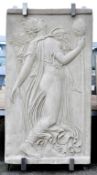 1 x Large Wall-Mounted Bas-Relief Sculpture – Female Figure Cast In A Stone Effect Resin –