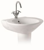 1 x Vogue Bathrooms TEFELI Single Tap Holes - Bathroom SINK BASIN with Pedestal - 550mm Width -