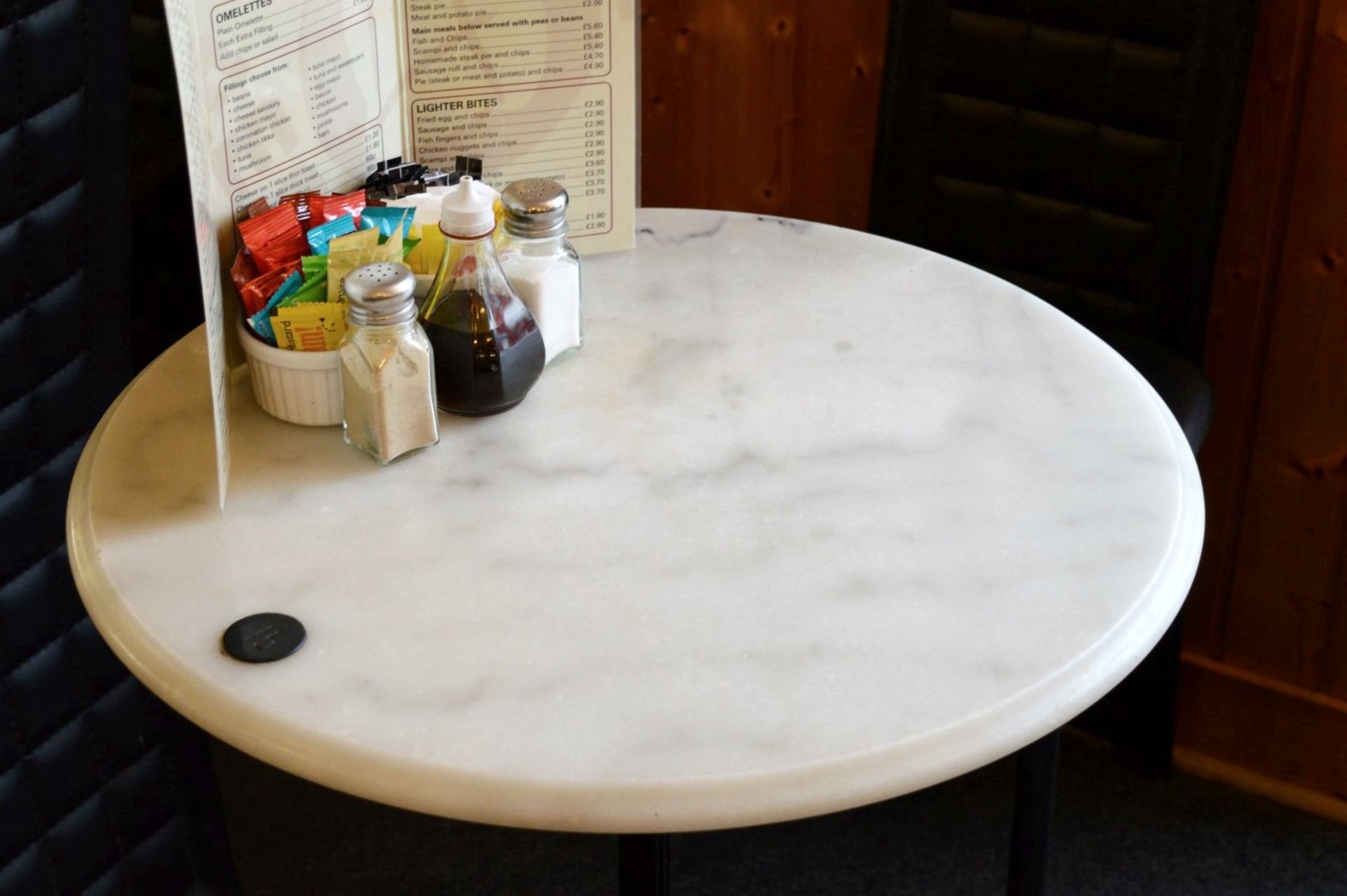 1 x Bistro Table With Wrought Iron Bases and Stone Tops - Ideal For Coffee Shops, Cafes, Restaurants - Image 3 of 4