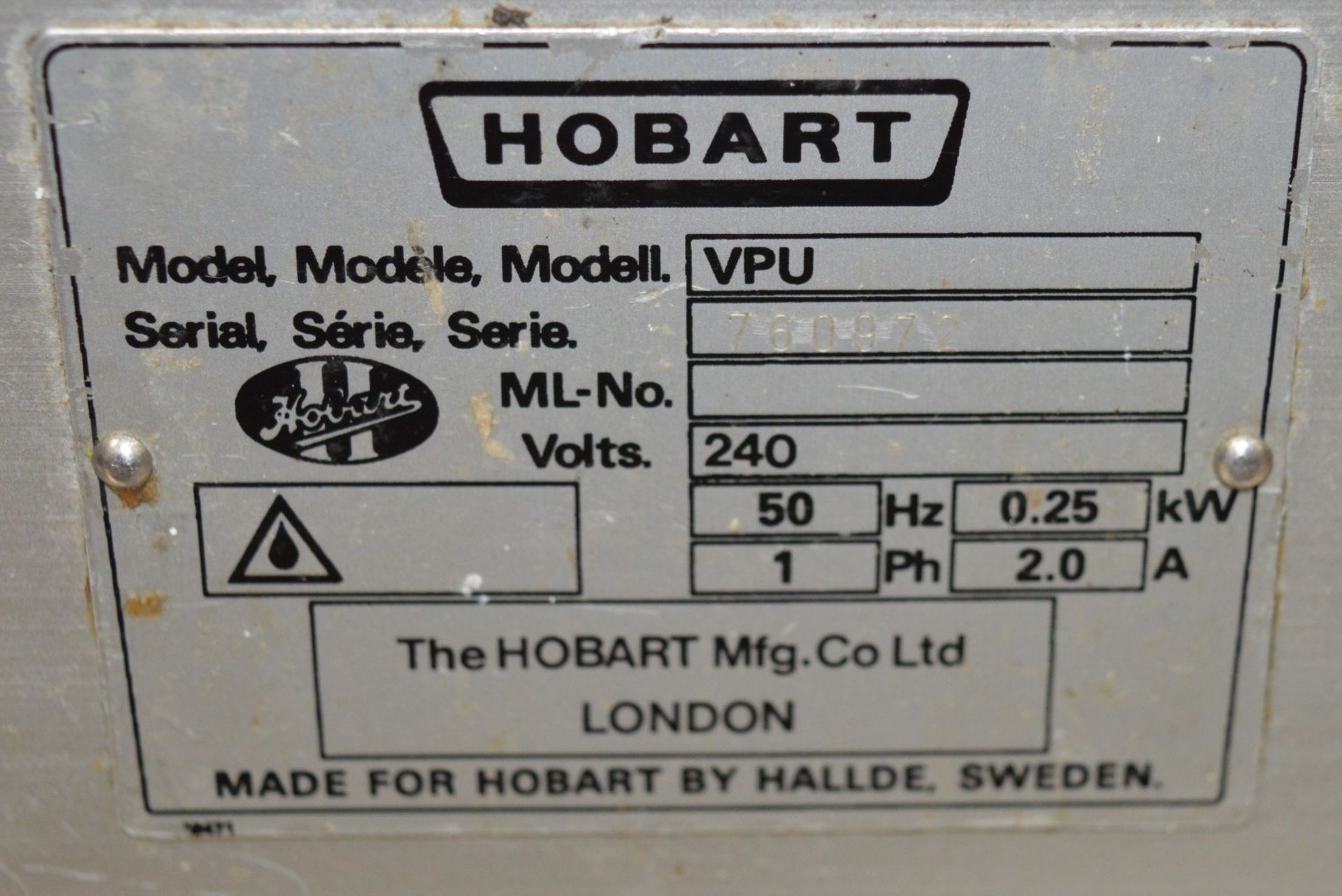 1 x Hobart vpu Vegetable Prep Machine - CL057 - Ref WEL035 - Commercial Catering Equipment - - Image 5 of 5
