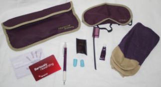 100 x Premium Economy Travel Pouches With Pen, Earplugs, Toothbrush, Tooth Paste, Socks and Eye