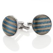 12 x Pairs of Genuine “Circle, Stripe” Enamel CUFFLINKS by Ice London – Silver Plated, 2 Colours
