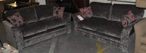 1 x Luxurious MARK WEBSTER 2x2 Seater Fabric Sofa Set – Ex Display – Dimensions : 181cmx87x91cm –