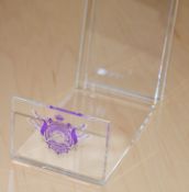 50 x Pure Accessories Handbag Stands - Clear Acrylic Plastic With Purple Logo - Each Stand