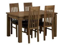 1 x Mark Webster Denmark Extening Dining Table With Four Slat High Back Dining Chairs - Solid Rustic