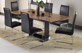 1 x Mark Webster San Diego Dining Table With Six Black Faux Leather Chairs - CL018 - Brand New Boxed