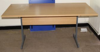 1 x Oak Office Desk - H73 x W160 x D80 cms - Ref L11 - CL110 - Location: Liverpool L20