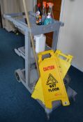 1 x Contico Struct-O-Cart Mobile Cleaning Trolley in Grey Includes Two Wet Floor Signs and Other