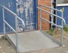1 x Galvanised Steel Disabled Doorway Ramp With Hand Rails - H110 x W135 x D180 cms - Ref L20 -