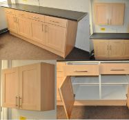 1 x Selection of Fitted Kitchen Units With Beech Shaker Style Doors and Worktop - Ideal For