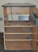 1 x Projector Podium Finished in Oak - Features a Cable Tidy Holes and Internal Pullout Shelves -