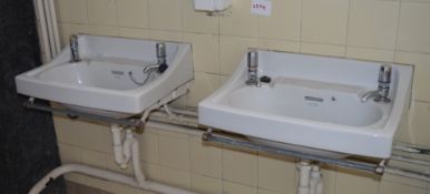 2 x Vintage Twyfords Sink Basins With Towel Rails and Taps - Vitreous China - Buyer to Dismantle and