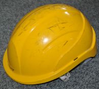 13 x Centurion Vision Yellow Hard Hat Safety Helmets With Retractable Visors - Manufactured From