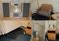 7 x Assorted Items Including Single Bed, Bedside Cabinet, Table Lamp, MP3 Stereo System, Vintage