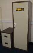 1 x Set of Office Cabinets Including 1 x Two Drawer Filing Cabinet and 1 x Single Door Stationary
