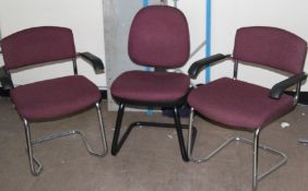 3 x Fabric Office Chairs in Purple -  Ref L10 - CL110 - Location: Liverpool L20
