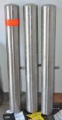 3 x Stainless Steel Bollards With Semi Dome Tops - Size 101cm High x 11.5cm Diameter - Ideal For