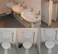 1 x Six Peice Bathroom Set - Includes 3 x Twyfords Toilets With Cisterns, Seats and Cubical Dividers