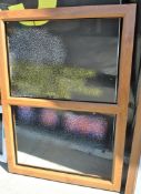 1 x UPVC Window Frame Without Glass - Oak Finish - 136cm Width x 97.5cm Height - Unused - Ref CW -